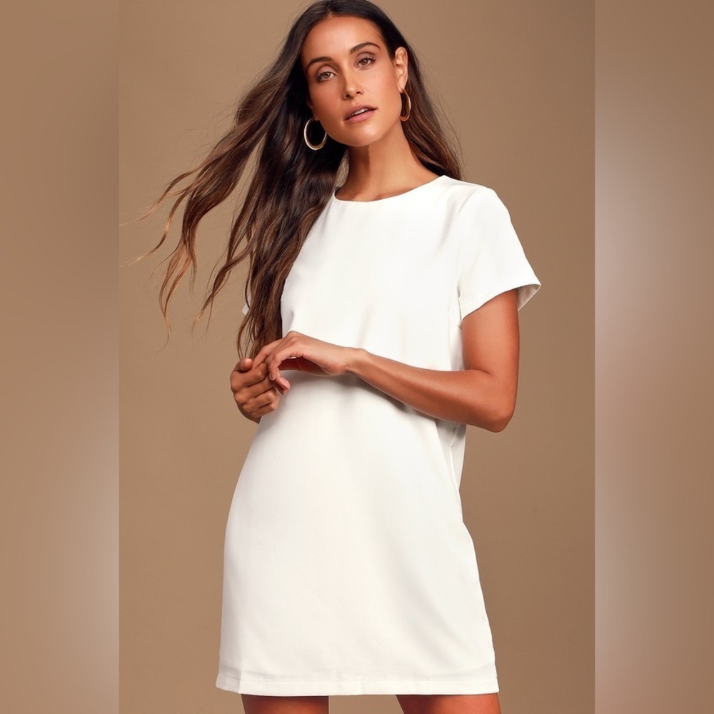 Lulu’s Ivory Shift‎ & Shout Shift Dress